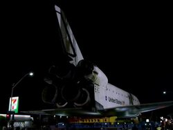 Space Shuttle Endeavour on streets of LA Stock Footage