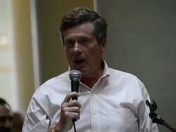 Mayor John Tory speaks in Toronto Pan Am Games 2015 Flame Arrival or Welcome Ceremony Stock Footage