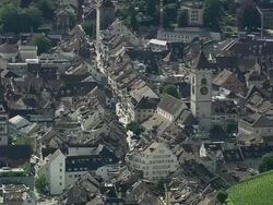 AERIAL View of Schaffhausen, Switzerland Stock Footage