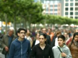 Crowdy Pedestrian Zone In The City (4K/UHD to HD) Stock Footage