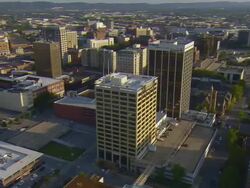 WS AERIAL View of downtown Chattanooga and Lookout Mountain becomes partial orbiting and main downtown buildings / Chattanooga, Tennessee, United States  Stock Footage
