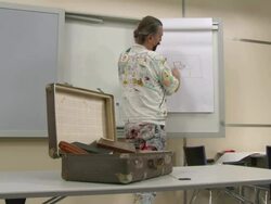 HD: Lecturer Showing Sketching Techniques Stock Footage