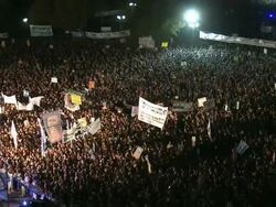 WS View of social justice mass rally / Tel Aviv, Israel Stock Footage