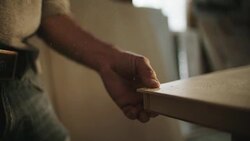 White Male Carpenter in his Forties Staples Wood Stock Footage