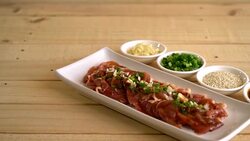 fresh pork sliced with ingredients Stock Footage