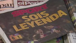 CLEAN : Football: Spanish press hails Barcelona legends News Clip