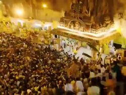 T/L Hindu worshippers in Batu Caves, Gombak, Malaysia Stock Footage