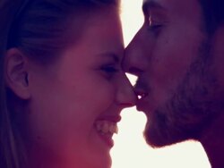 Couple in sunset Stock Footage