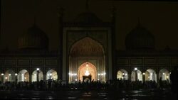 Post Sehri and pre-dawn prayers being offered by Muslims at the Jama Masjid in Old Delhi Stock Footage