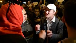 Protesters Argue With Supporter Stock Footage