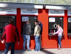Mid shot of ticket offices at Leverkusen stadium. Stock Footage