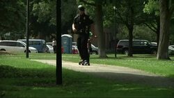 Wisconsin police officer patrols on a skateboard, to better connect with local children News Clip
