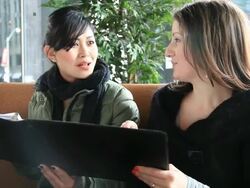 Talking in the cafe Stock Footage