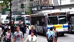 MTA Buses via 5th Ave, New York City Stock Footage