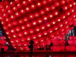 MS TD Lanterns decorations during chinese spring festival / xi'an, shaanxi, china Stock Footage