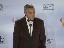SPEECH: George Clooney on presidential nominations and gay rights at 69th Annual Golden Globe Awards - Press Room on 1/15/2012 in Beverly Hills, CA.  Stock Footage