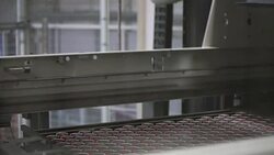 Cans in bottling plant Stock Footage