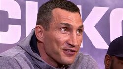 Anthony Joshua and Wladimir Klitschko appear at a news conference before their world heavyweight title match News Clip