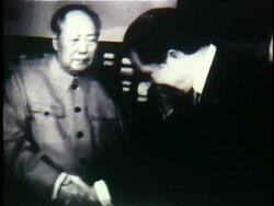 1972 MS Richard Nixon meeting and shaking hands with Mao Tse-tung / China Stock Footage