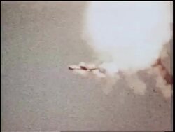 1960s military airplane exploding in sky / Cold War / documentary Stock Footage