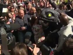 America Ferrara causes chaos at 'How to Train Your Dragon 2' photocall on May 15, 2014 in Cannes, France. Stock Footage