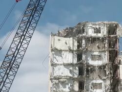 WS View of building demolition / Chicago, Illinois, USA Stock Footage