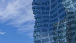 Melting Business Building in corporate / financial district Stock Footage