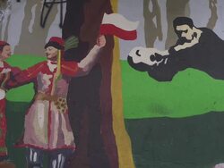 MS soccer graffiti / mural painting Stock Footage