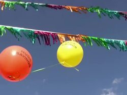 Huge sale discount event. Advertising promotional items. Helium balloon. Fun. Stock Footage