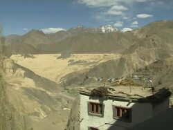 Pan Left Mountains Ladakh Leh Jammu and Kashmir India Stock Footage