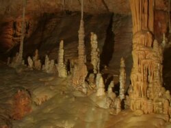 Limestone Stalactite Cave, Soreq cave, Avshalom Reserve, near Beit Shemesh, Israel Stock Footage