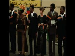 SYND 6 11 71 EGYPTIAN PRESIDENT SADAT GREETS FOUR AFRICAN PRESIDENTS IN CAIRO News Clip