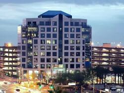 WS T/L Parking structures and office buildings in downtown area / Phoenix, Arizona,  Stock Footage
