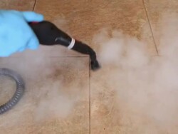 Steam Cleaning Tile Floor Grout Stock Footage