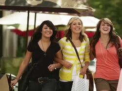 MS CU Three young women with shopping bags walking down street, Provo, Utah, USA Stock Footage