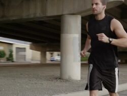 USA, Utah, Provo, Young man jogging Stock Footage