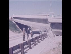 SYND 01/12/71 DAMAGE TO THE VAN NORMAN DAM WALL AFTER AN EARTHQUAKE IN LOS ANGELES News Clip