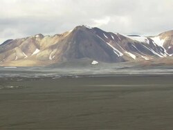 WS AERIAL View of snowy lava plain mountain / Iceland Stock Footage