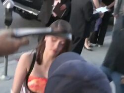 Katie Chang greets fans while arriving at The Bling Ring Premiere in Los Angeles, 06/04/13 Stock Footage