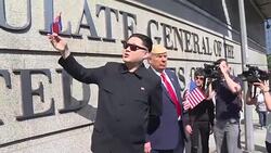 CLEAN : Trump and Kim Jong un impersonators hit Hong Kong News Clip