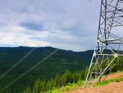 Mountain High voltage Power lines Stock Footage