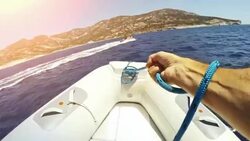 Riding inflatable boat rib Stock Footage