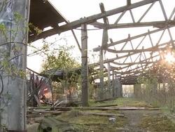 WS POV Graffiti on abandoned building / Brandenburg, Germany   Stock Footage