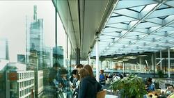 Young People Viewing From Shopping Mall (4K/UHD to HD) Stock Footage
