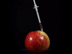 HD SUPER SLOW-MO: Needle In An Apple Stock Footage