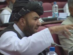 MS ZO Man arguing in Afghani parliament / Kabul, Kabul Province, Afghanistan Stock Footage
