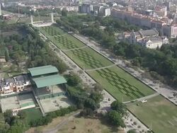 WS POV View of Eduardo VII Park / Lisbon, Portugal Stock Footage