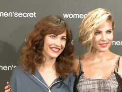 Actress Elsa Pataky and film maker Paula Ortiz attend photocall to present the fashion film 'Dark Seduction' for the lingerie firm Women' Secret Stock Footage