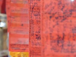 focus on red cloth string Stock Footage