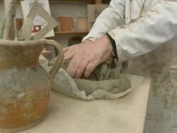 HD DOLLY: Sculptor Making A New Statue Stock Footage